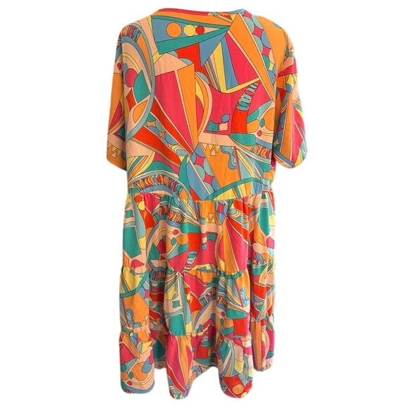 Women's Dress Summer Print Colorful Casual Pullover V-neck Dress L/XL - Picture 6 of 8